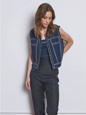 Autumn Cashmere Navy Denim Vest with Matching Tank